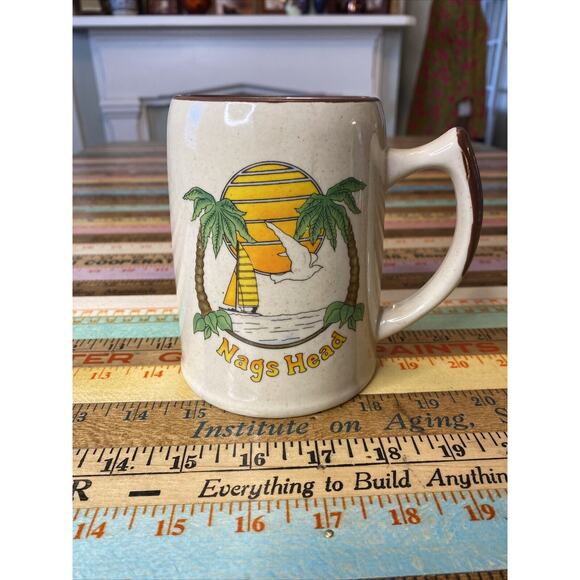 VINTAGE Outer Banks NC Nags Head Ceramic Beer Stein Coffee Mug OBX Hatteras - Picture 1 of 8